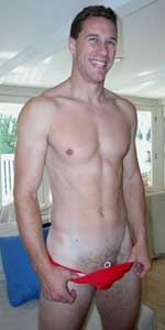 Tom in his red speedos.
